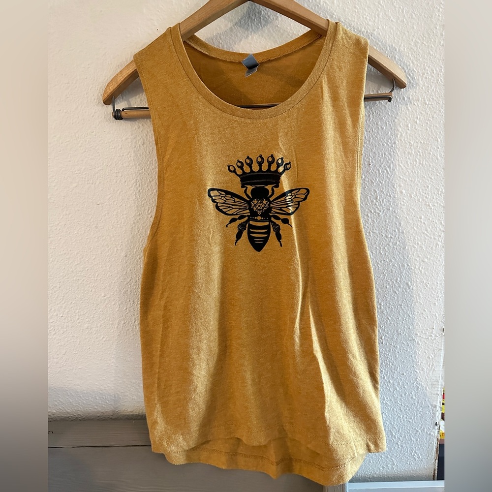 Mustard Yellow Queen Bee Graphic T-Shirt Relaxed Tee Racerback Tank Soft & Sexy